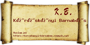 Köröskényi Barnabás névjegykártya