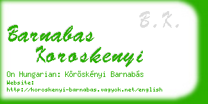 barnabas koroskenyi business card