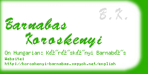 barnabas koroskenyi business card